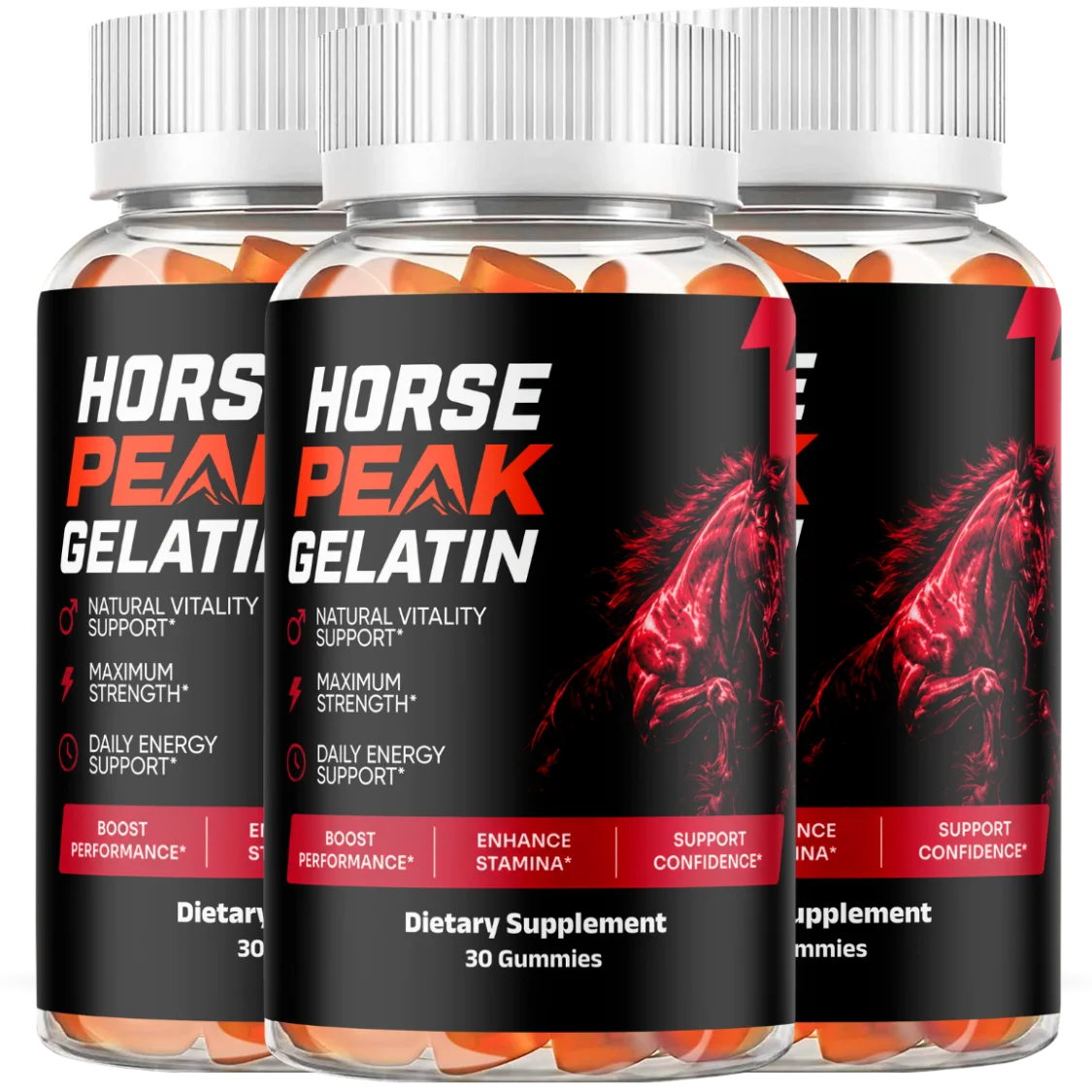Horse Peak Gelatin™ male vitality & performance gummies — 3 bottles
